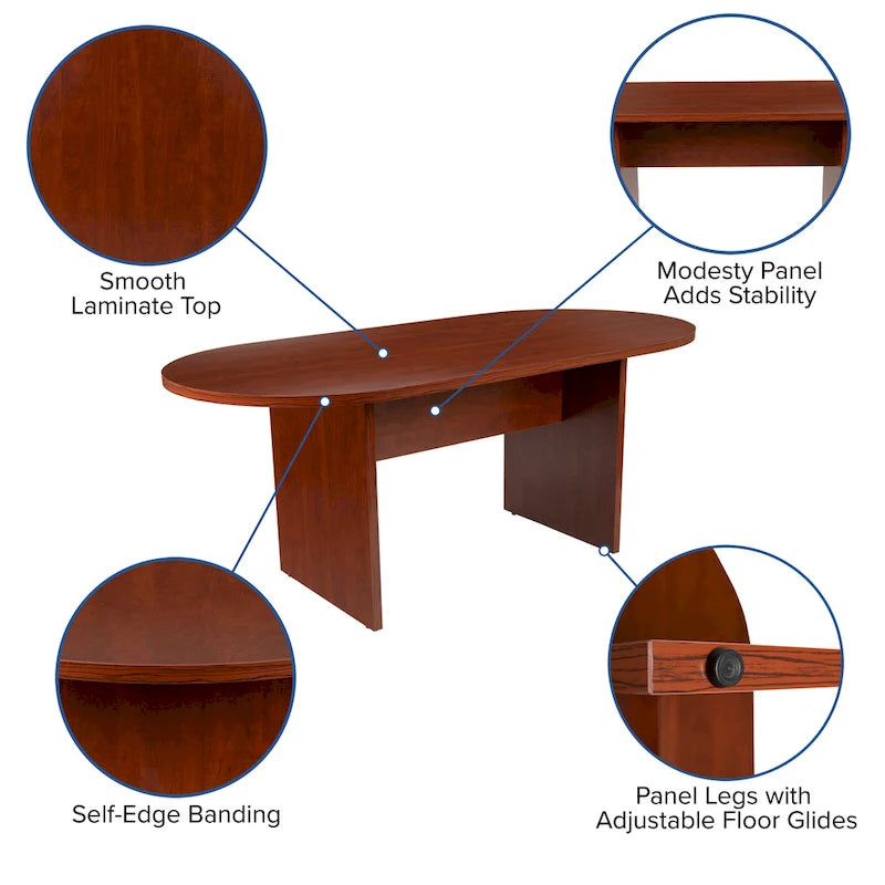 5 Piece Oval Conference Table Set with 4 LeatherSoft-Padded Task Chairs