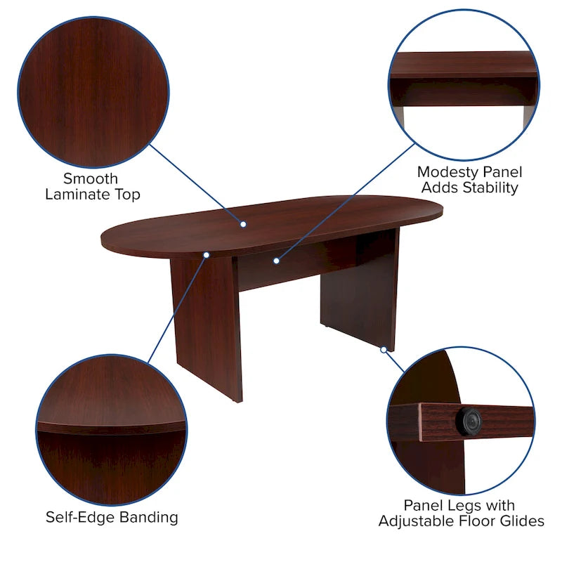 5 Piece Oval Conference Table Set with 4 LeatherSoft-Padded Task Chairs