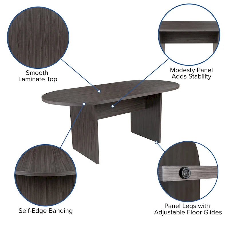 5 Piece Oval Conference Table Set with 4 LeatherSoft-Padded Task Chairs