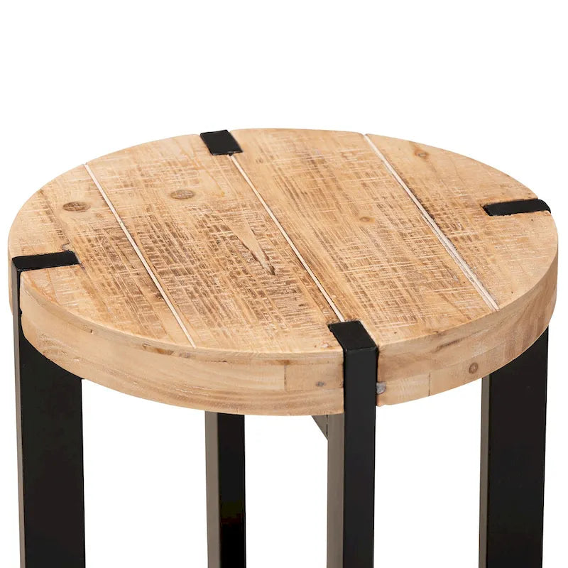 Horace Natural Brown Finished Wood and Black Finished Metal End Table