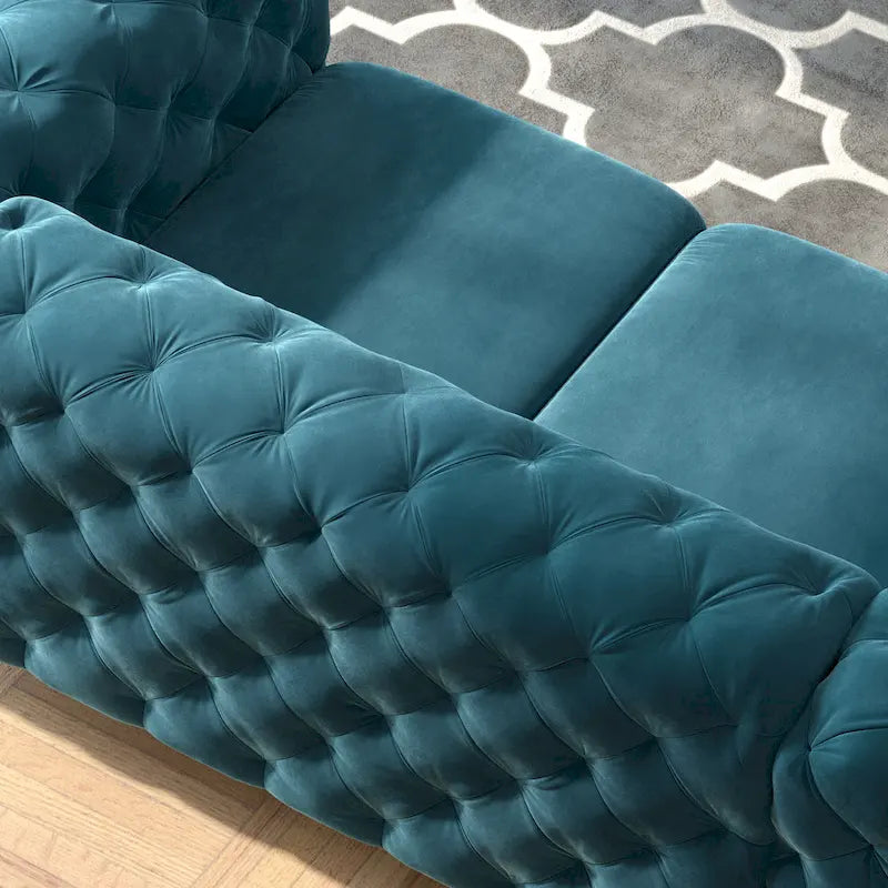 Corvus Aosta Tufted Velvet Loveseat and Sofa Living Room Chesterfield Set