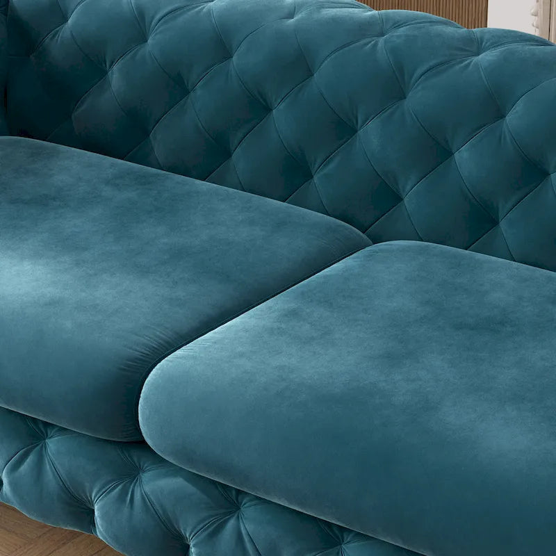Corvus Aosta Tufted Velvet Loveseat and Sofa Living Room Chesterfield Set