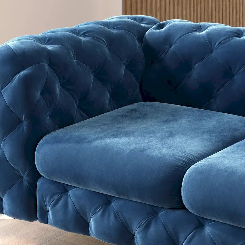 Corvus Aosta Tufted Velvet Loveseat and Sofa Living Room Chesterfield Set