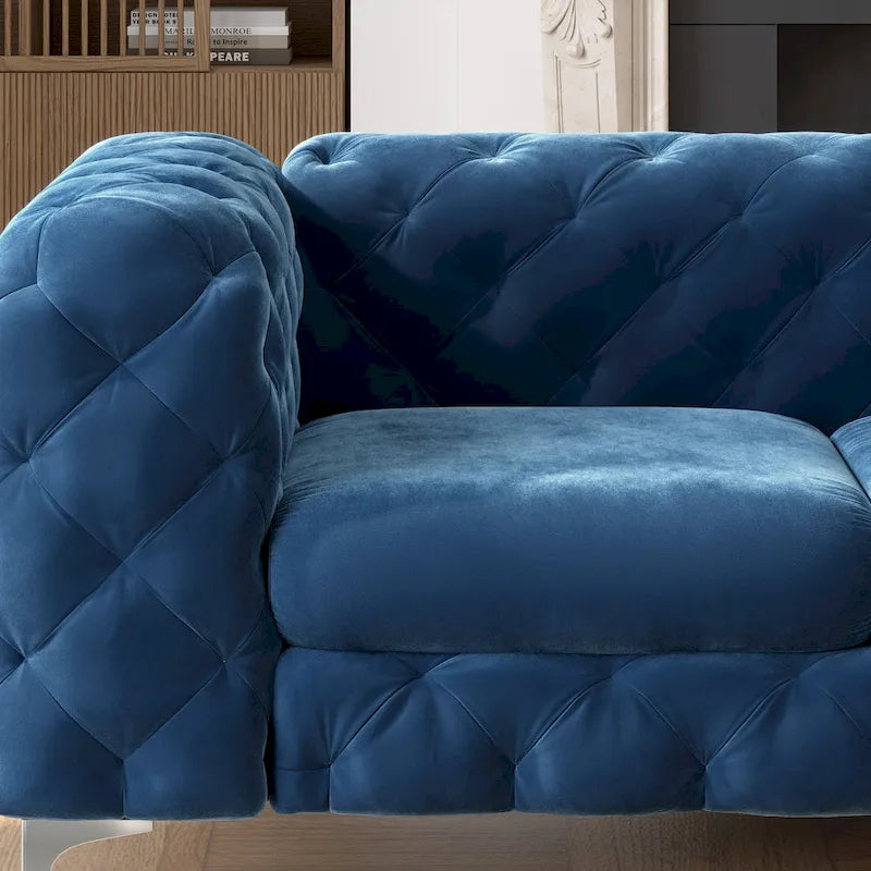 Corvus Aosta Tufted Velvet Loveseat and Sofa Living Room Chesterfield Set