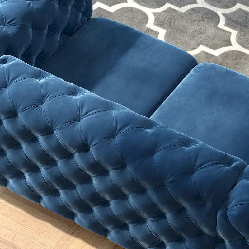 Corvus Aosta Tufted Velvet Loveseat and Sofa Living Room Chesterfield Set