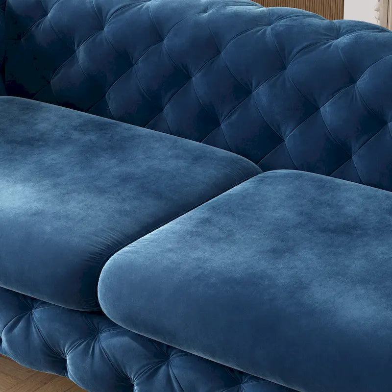Corvus Aosta Tufted Velvet Loveseat and Sofa Living Room Chesterfield Set