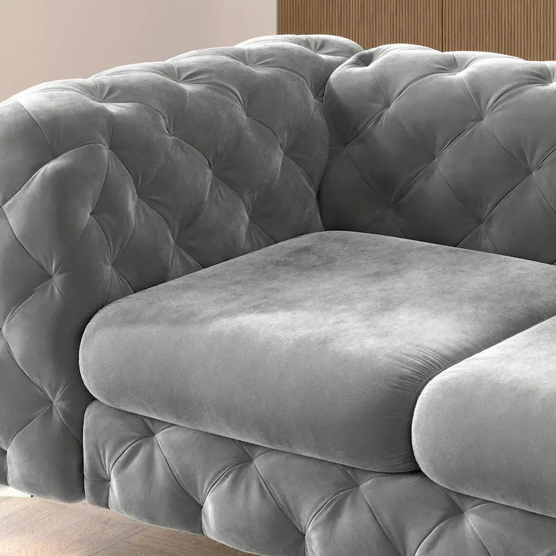 Corvus Aosta Tufted Velvet Loveseat and Sofa Living Room Chesterfield Set