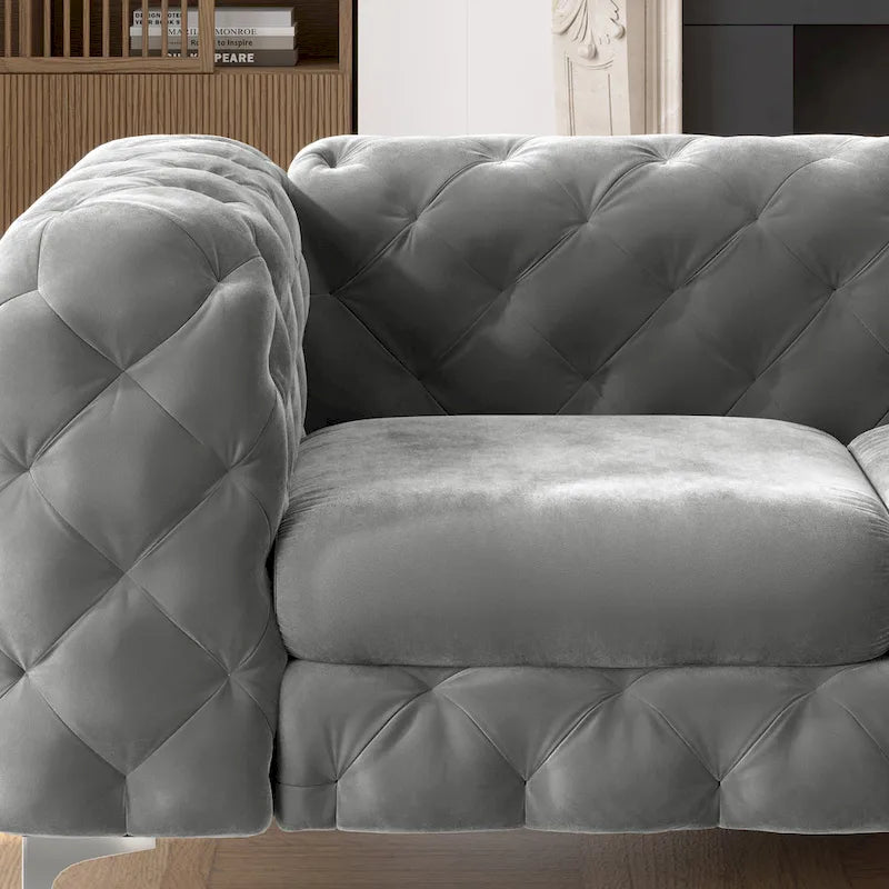Corvus Aosta Tufted Velvet Loveseat and Sofa Living Room Chesterfield Set