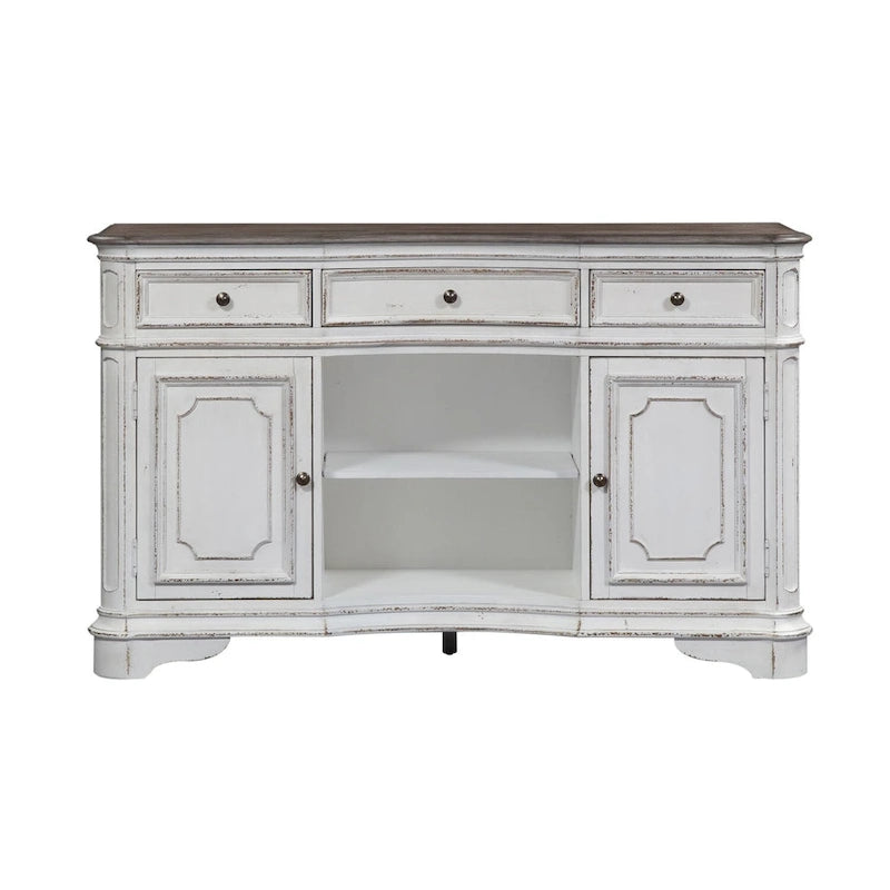 Magnolia Manor Antique White Weathered Bark Server