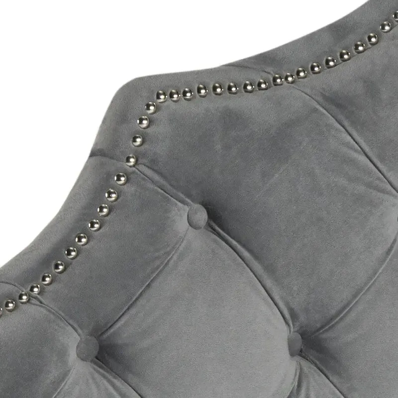 SAFAVIEH Rayna Grey Upholstered Tufted Headboard - Silver Nailhead (Full)