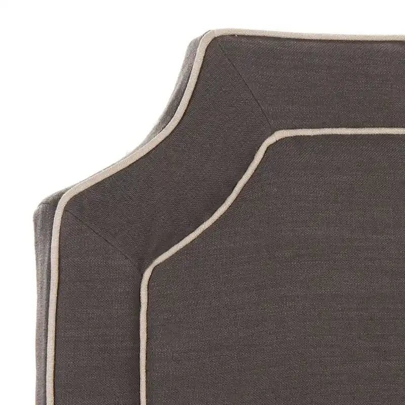 SAFAVIEH Kati Charcoal Grey/ Light Grey Piping Linen Upholstered Headboard