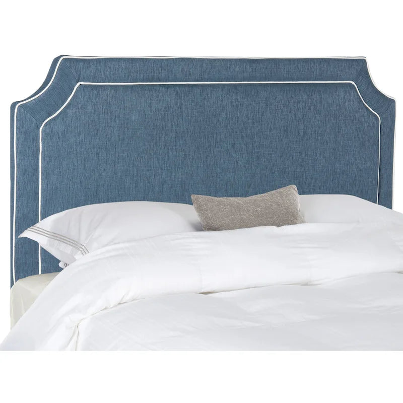 SAFAVIEH Kati Charcoal Grey/ Light Grey Piping Linen Upholstered Headboard