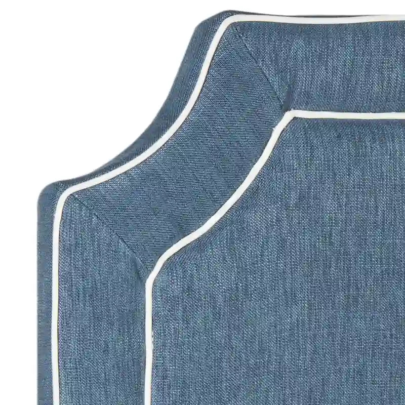 SAFAVIEH Kati Charcoal Grey/ Light Grey Piping Linen Upholstered Headboard