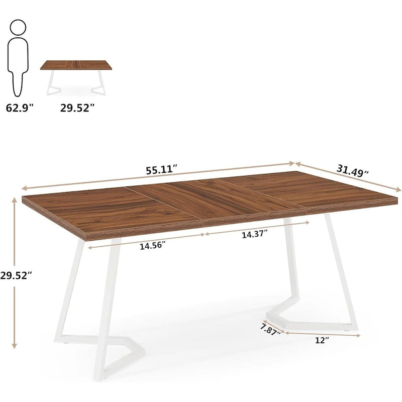 Rectangular Dining Room Table, 55 Inches Small Kitchen Table