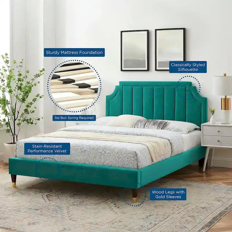 Sienna Performance Velvet Queen Platform Bed