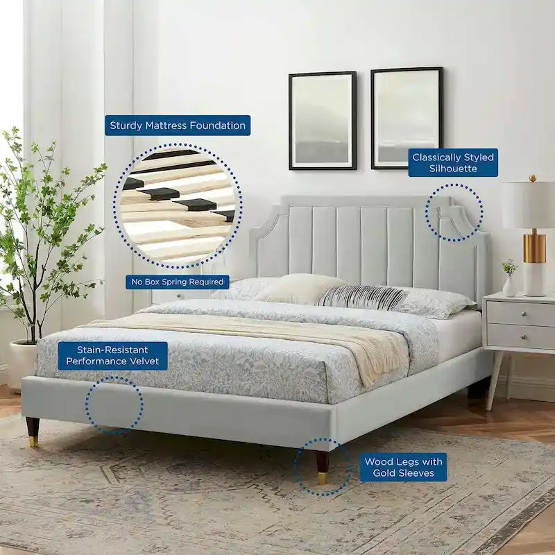 Sienna Performance Velvet Queen Platform Bed