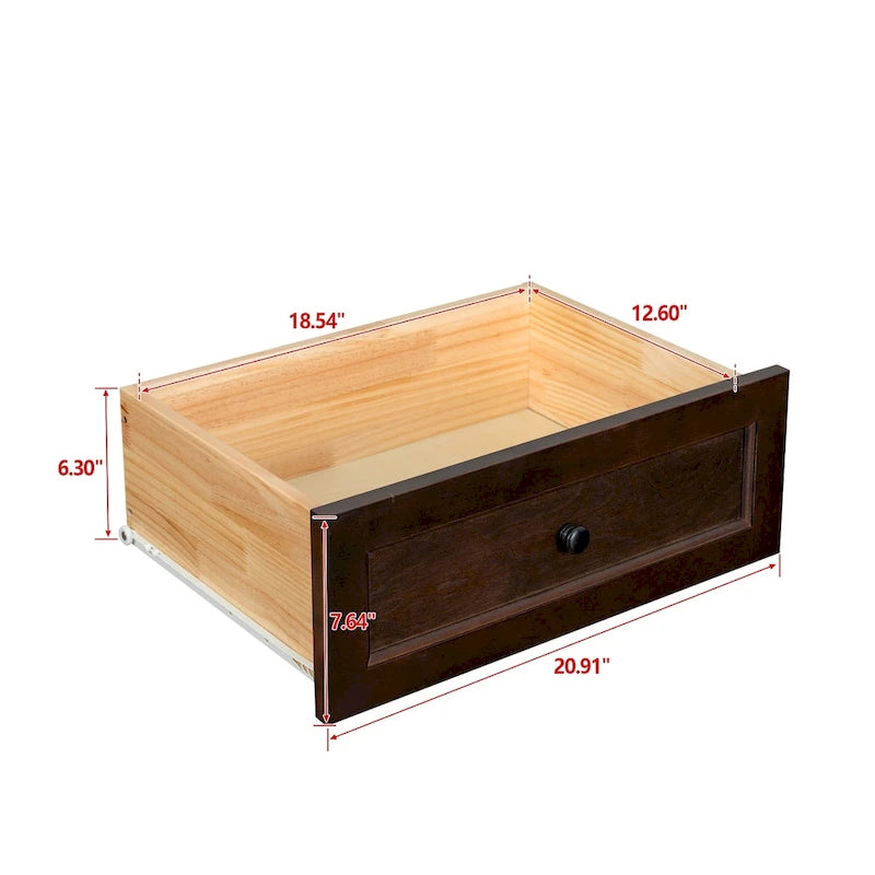 Solid Wood Spray-Painted Drawer Dresser Cabinet with Retro Round Handle, Auburn