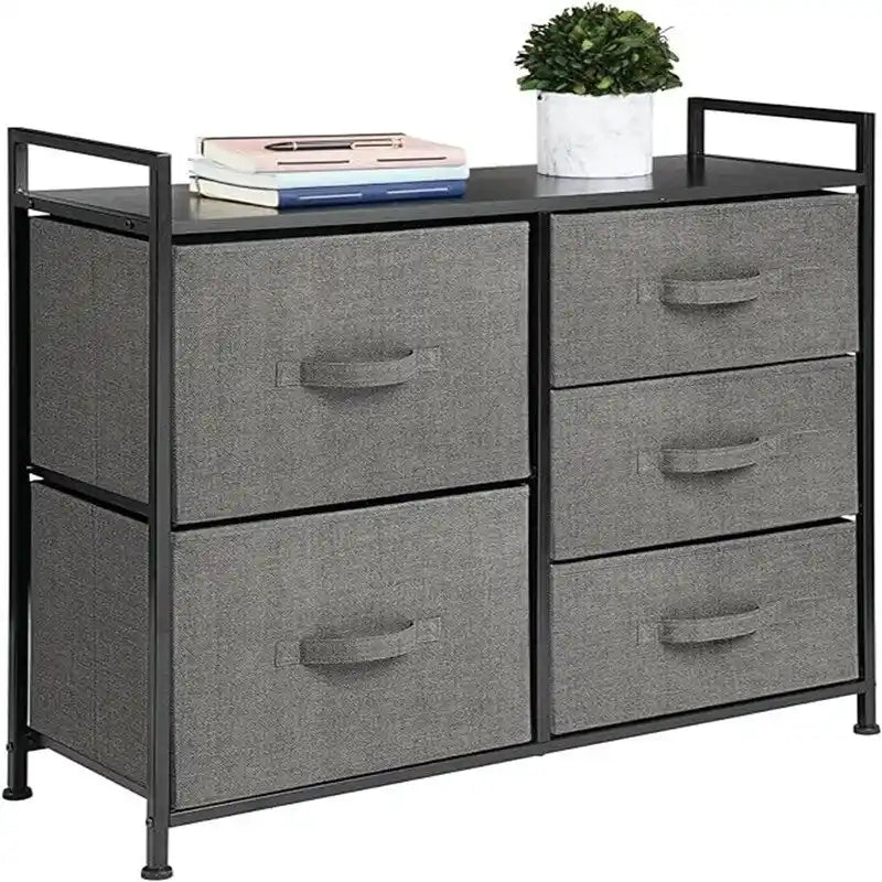 Wood Top Storage Dresser Furniture Unit with