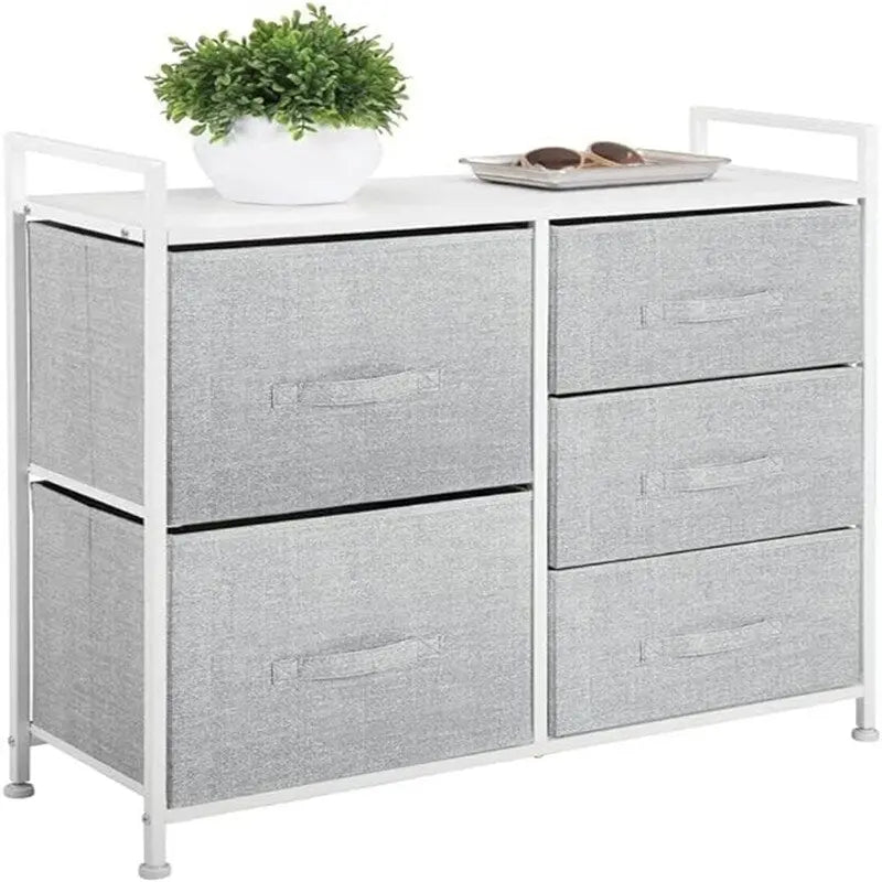 Wood Top Storage Dresser Furniture Unit with