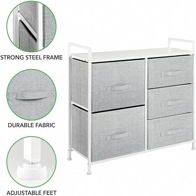 Wood Top Storage Dresser Furniture Unit with