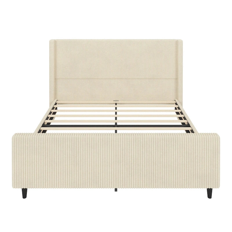 Corduroy Upholstered Bed with High Headboard by Harper&Bright Designs