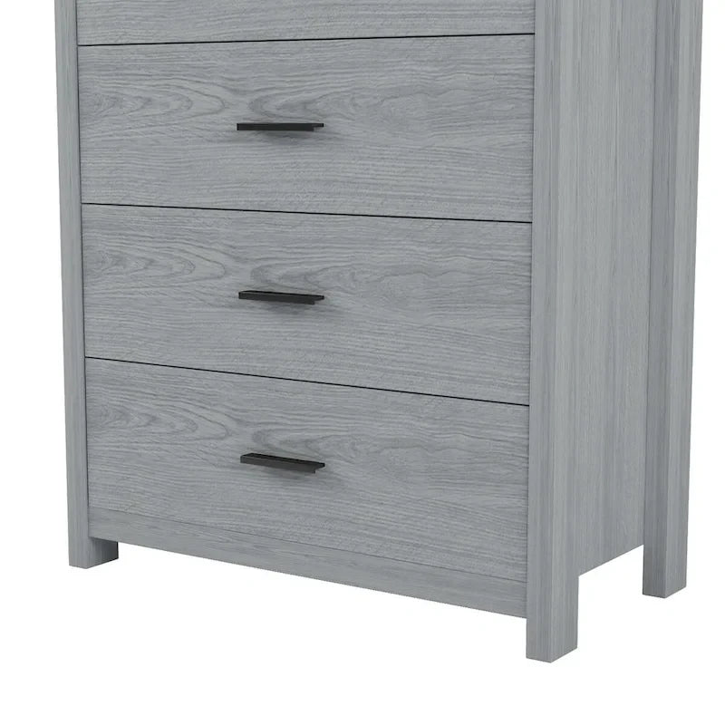 4-Pieces Bedroom Sets Queen Size Wooden Bed with 2 Nightstands and 1 Dresser