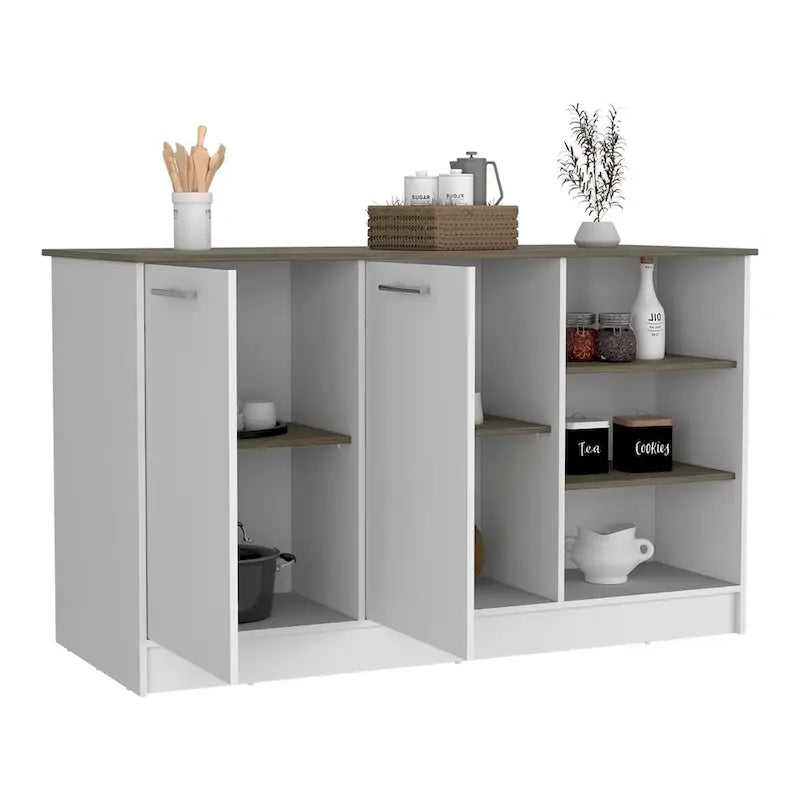 Kitchen Island for Dining Room, Kitchen, White / Dark Brown