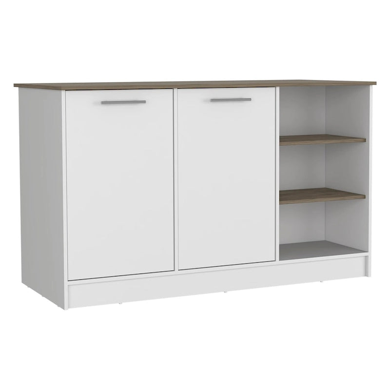 Kitchen Island for Dining Room, Kitchen, White / Dark Brown