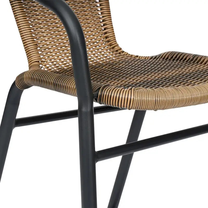 Commercial Indoor-Outdoor Rattan Restaurant Barstool with Aluminum Frame-Set of 4