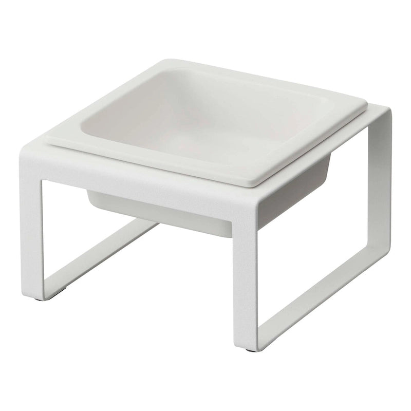 Yamazaki Home Single Pet Food Bowl - Two Styles, Steel and Ceramic, Tall, 1.25 - L 6.1 x W 5.91 x H 3.94 inches