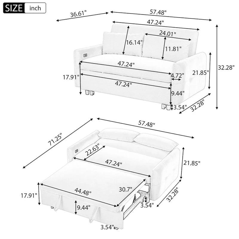 Pull-out Sofa Bed Convertible Couch
