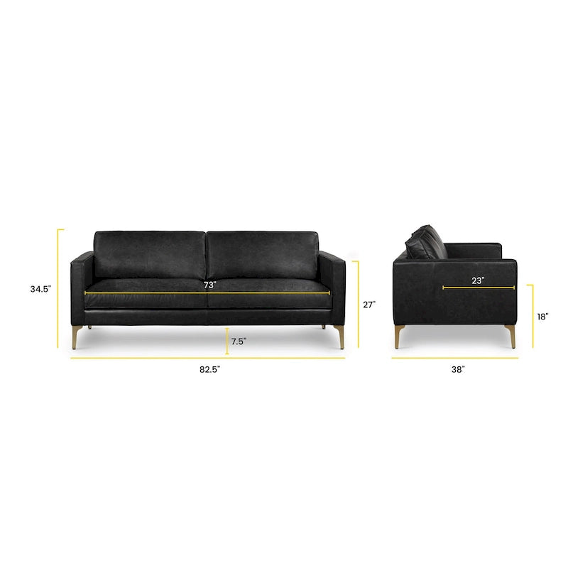 Poly & Bark Mateo 82.5 Sofa - Full Grain Genuine Italian Leather