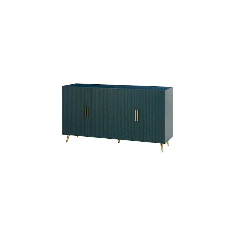 Wood TV Stand with Storage Cabinet & Adjustable Shelves, Media TV Console for Living Room Bedroom