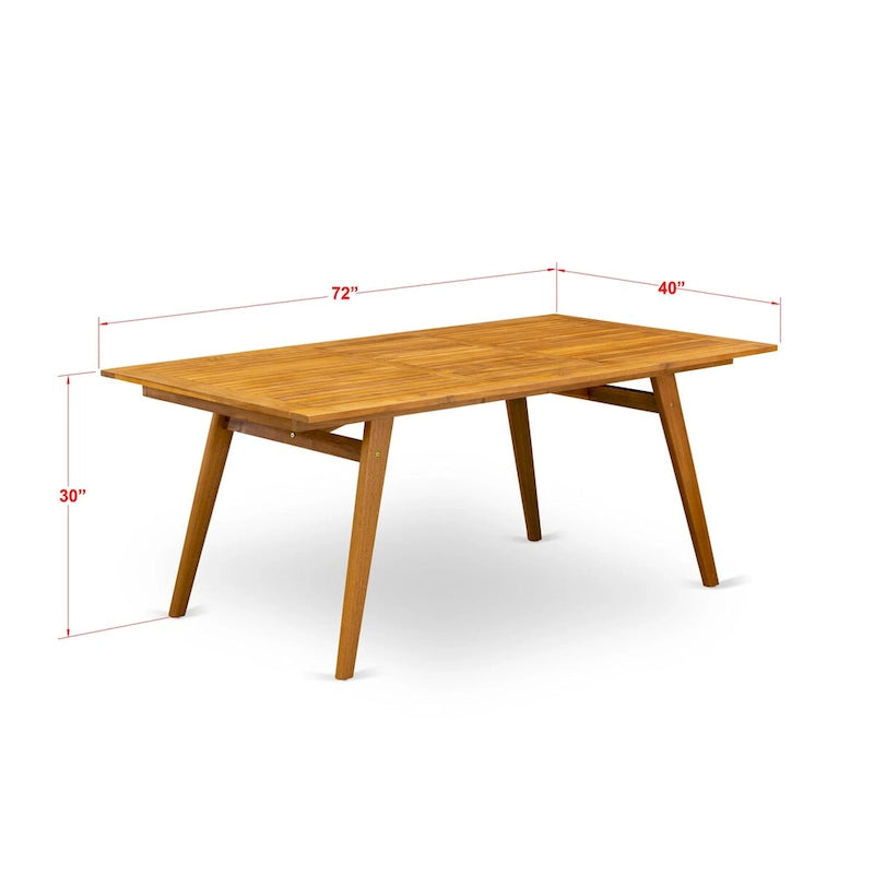 East West Furniture BDETRNA Modern Coffee Table and Rectangular Top with Wood 4 legs - Natural Oil Finish