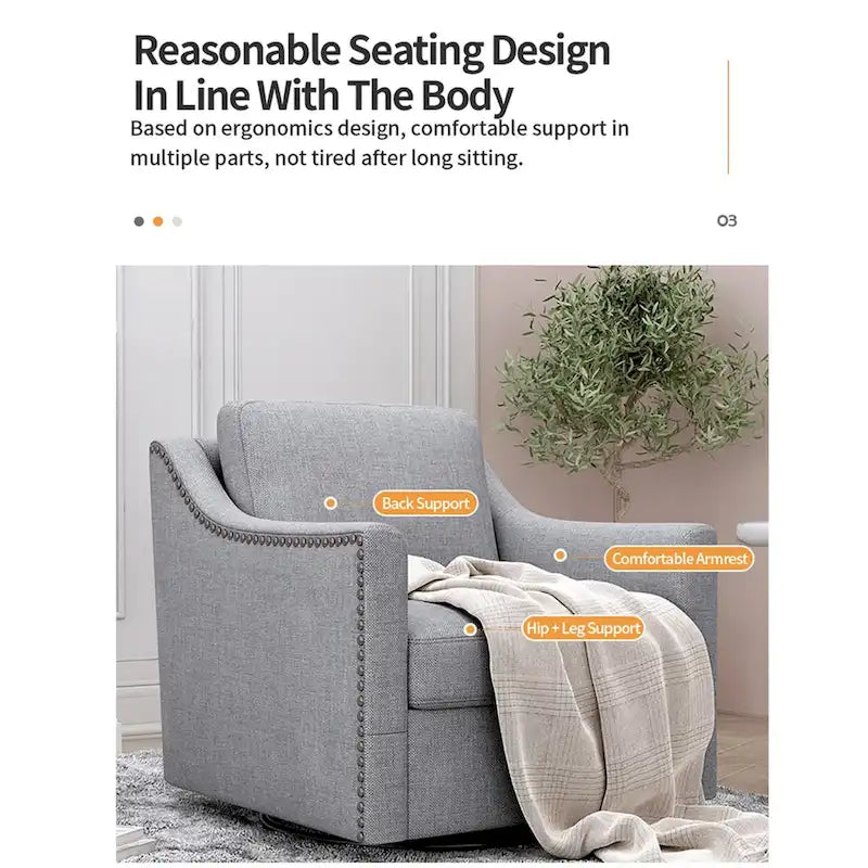Swivel Accent Chairs for Living Room, 360 Degree Barrel Chairs Arm Chairs for Bedroom Living Room Chair Bedroom Chair