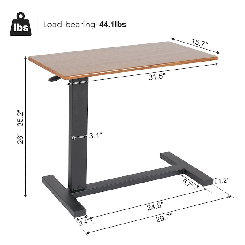 Rolling C Shape Laptop Adjustable Sofa Side Table Bedside Nightstand