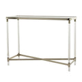 Metal Console Table with Mirrored Top and Acrylic Legs - Gold or Silver - Roche River Decor