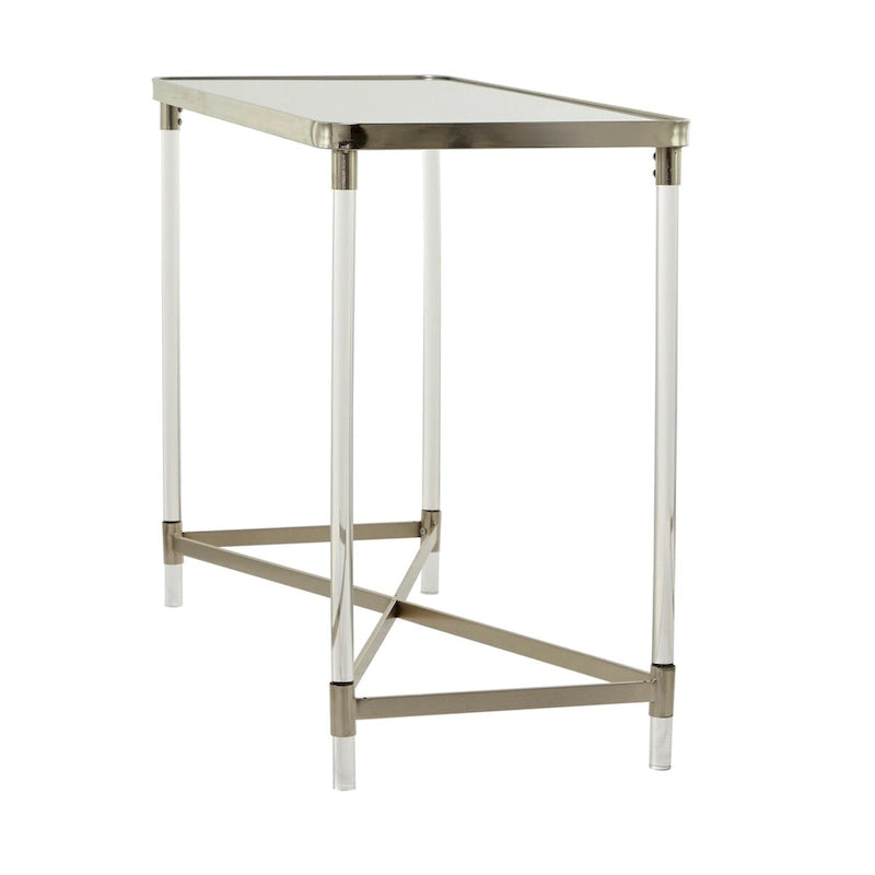 Metal Console Table with Mirrored Top and Acrylic Legs - Gold or Silver - Roche River Decor