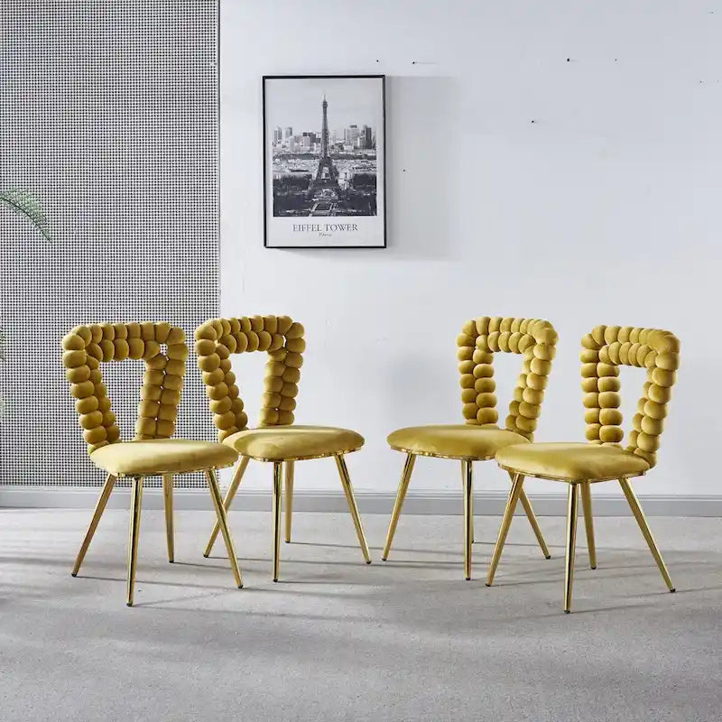 Modern Chair(set of 4 ) with Iron Tube Legs, Soft Cushions and Comfortable Backrest, Suitable for Dining Room, Living Room
