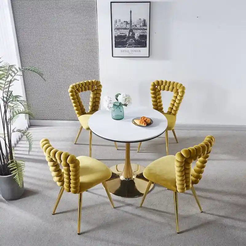 Modern Chair(set of 4 ) with Iron Tube Legs, Soft Cushions and Comfortable Backrest, Suitable for Dining Room, Living Room