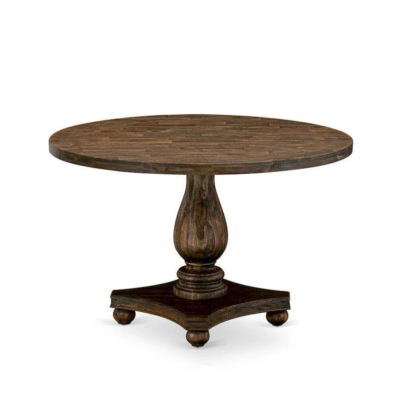 East West Furniture Kitchen Table Set- a Dining Table & Dark Khaki Linen Fabric Chairs, Distressed Jacobean (Pieces Option)