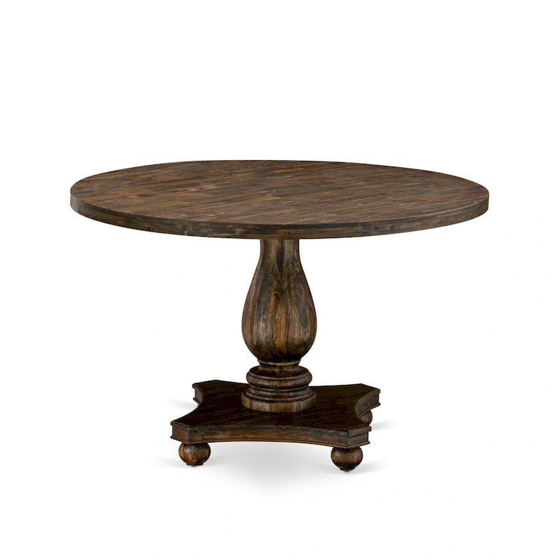 East West Furniture Kitchen Table Set- a Dining Table & Dark Khaki Linen Fabric Chairs, Distressed Jacobean (Pieces Option)