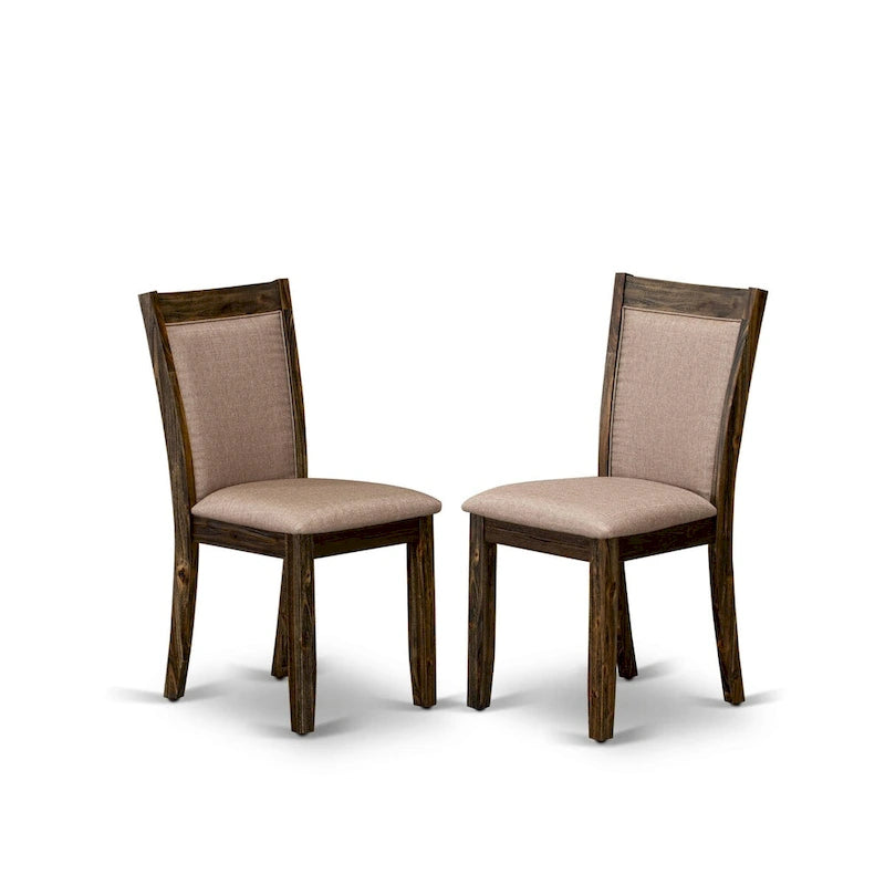East West Furniture Kitchen Table Set- a Dining Table & Dark Khaki Linen Fabric Chairs, Distressed Jacobean (Pieces Option)