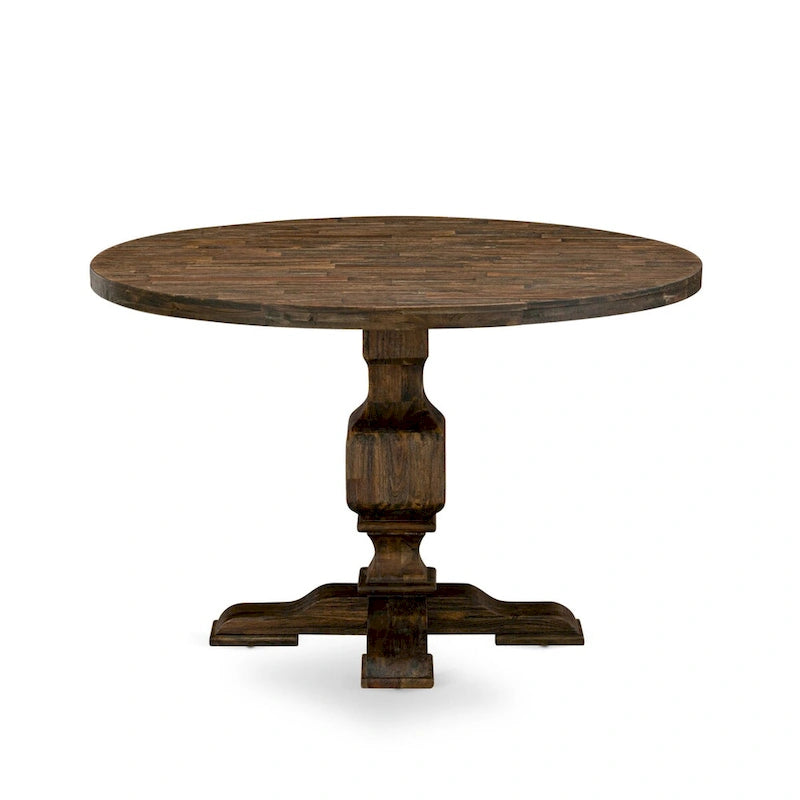 East West Furniture Kitchen Table Set- a Dining Table & Dark Khaki Linen Fabric Chairs, Distressed Jacobean (Pieces Option)