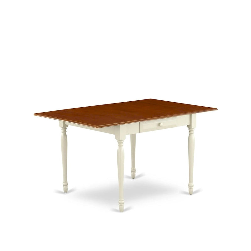 East West Furniture Dining Set- a Dining Room Table and Wood Seat Chairs, Buttermilk & Cherry (Pieces Option)