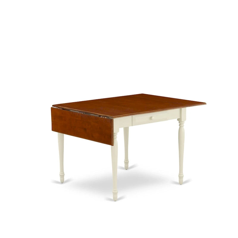 East West Furniture Dining Set- a Dining Room Table and Wood Seat Chairs, Buttermilk & Cherry (Pieces Option)