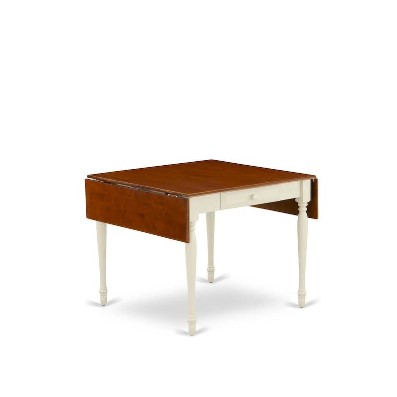 East West Furniture Dining Set- a Dining Room Table and Wood Seat Chairs, Buttermilk & Cherry (Pieces Option)