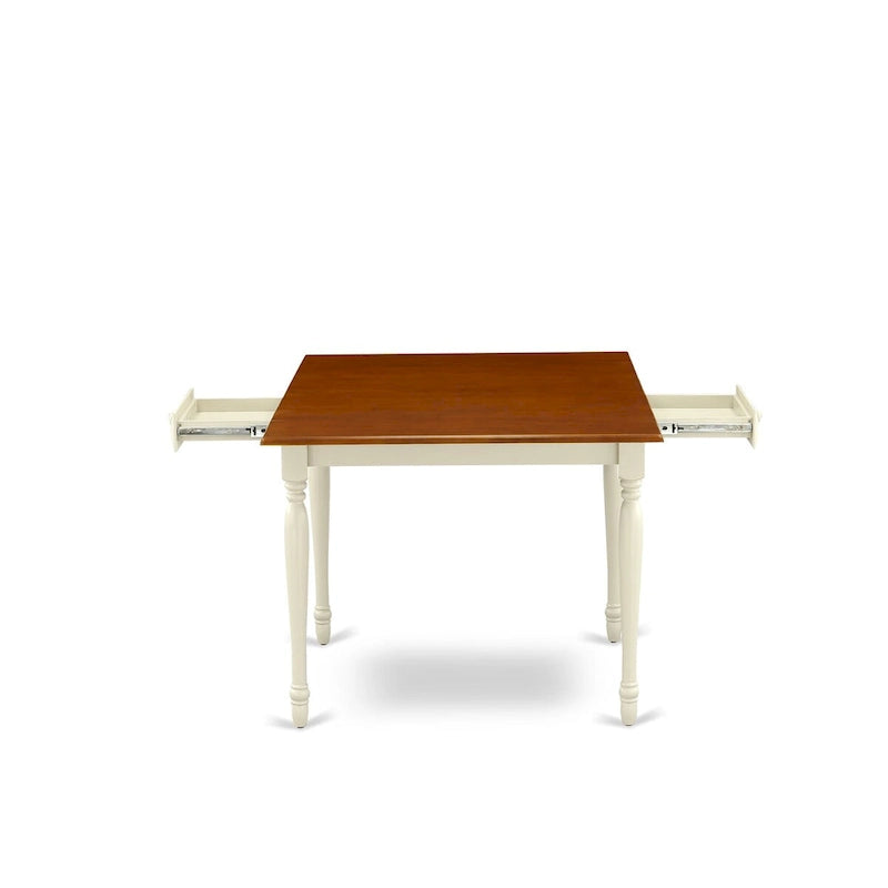 East West Furniture Dining Set- a Dining Room Table and Wood Seat Chairs, Buttermilk & Cherry (Pieces Option)
