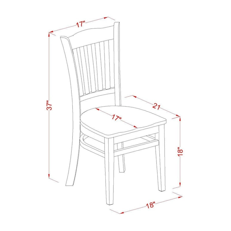 East West Furniture Dinette Set- a Rectangle Dining Room Table and Wooden Seat Dining Chairs, Mahogany (Pieces Options)