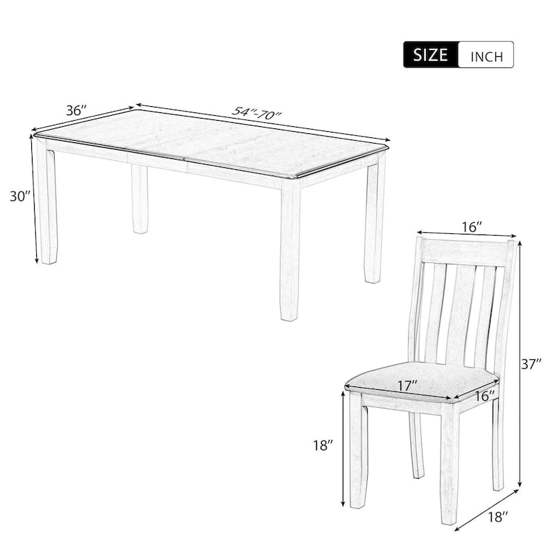 7-Piece Dining Table Set with Extendable Table and 6 Upholstered Chairs
